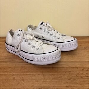 CONVERSE Chuck Taylor All Star Lift Platform Canvas Sneakers Size 6.5 White Shoe